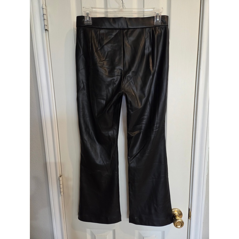 Zara Black Faux Leather High Waisted Straight Leg Pants Womens Size Small - Picture 2 of 7